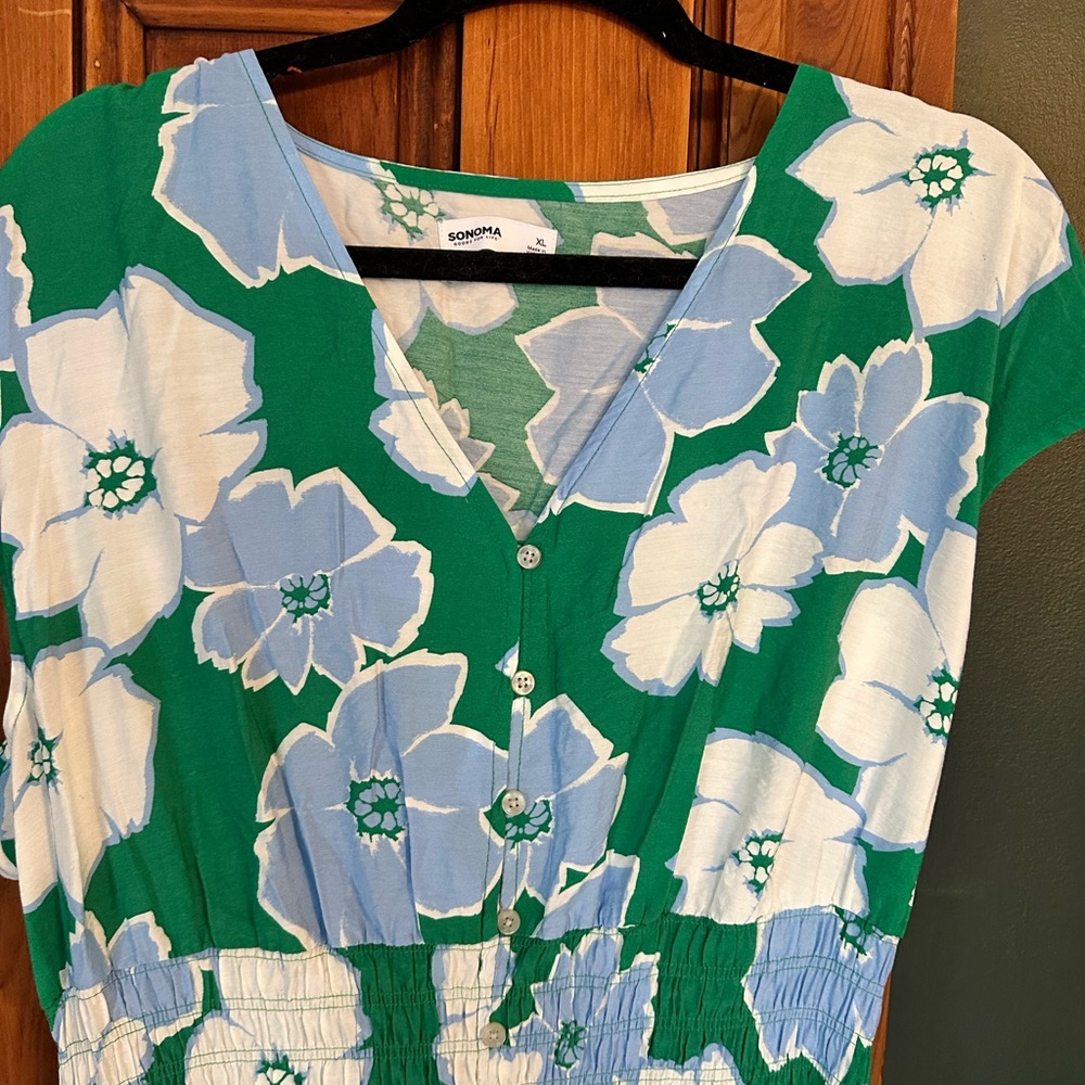 Sonoma Green and Blue Floral Maxi Dress - Picture 3 of 6